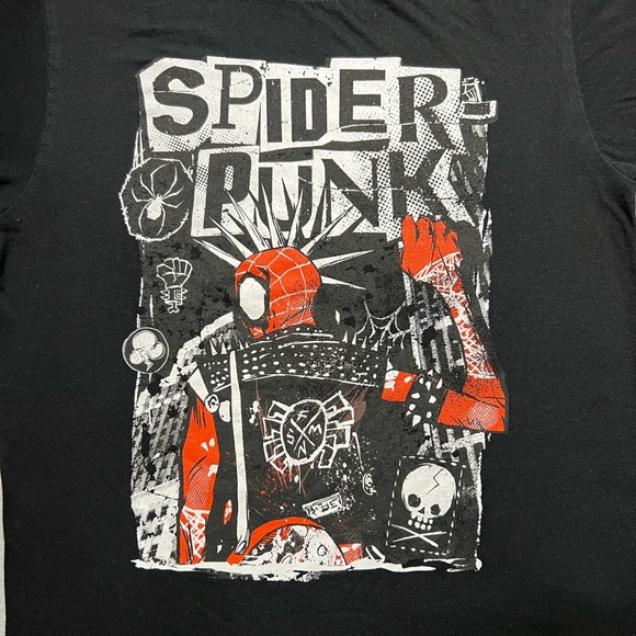 Spider-Man Spider-Punk T-Shirt Men’s Medium Black Marvel Across Spider-Verse Tee - Picture 2 of 6